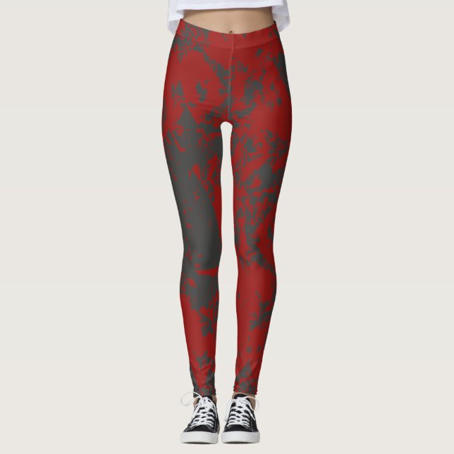 Red Gray Fun Colorful Paint Leggings (Vorderseite)