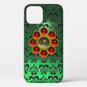 RED GRAY GEMSTONE MON Jade Green Black Damask Case-Mate iPhone Hülle