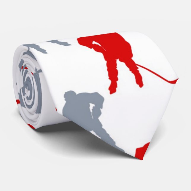 Red Gray Hockey Player Thema Personalisiert Krawatte (Gerollt)