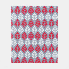 Red Gray Leaf Wing-like Feather Geometric Pattern Fleecedecke