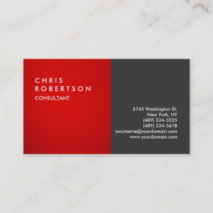 Red Gray Modern Creative Business Card Visitenkarte
