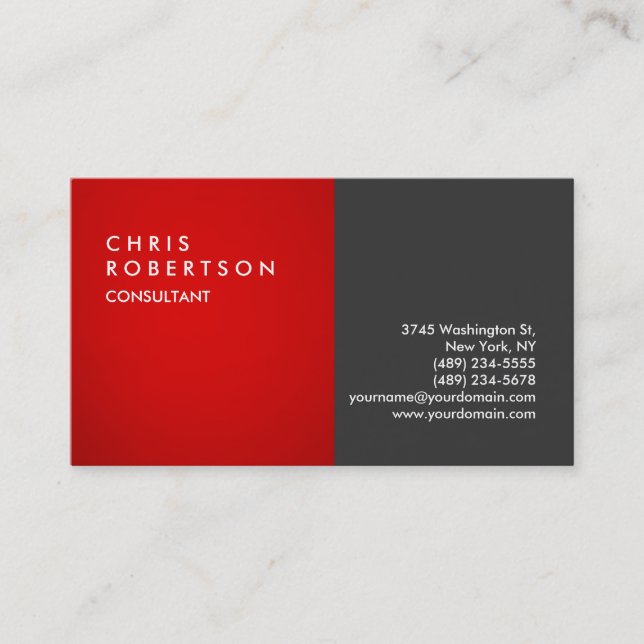 Red Gray Modern Creative Business Card Visitenkarte (Vorderseite)