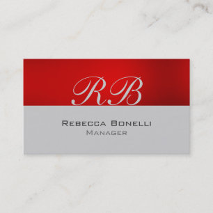 Red Gray Monogram Manager Business Card Visitenkarte