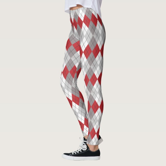 Red Gray Raute Pattern Leggings (Links)
