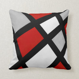 Red Gray Schwarz-weiß Geometric Kissen