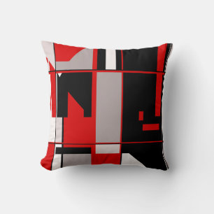 Red Gray Schwarz-weiß Geometric Mosaic-like Design Kissen