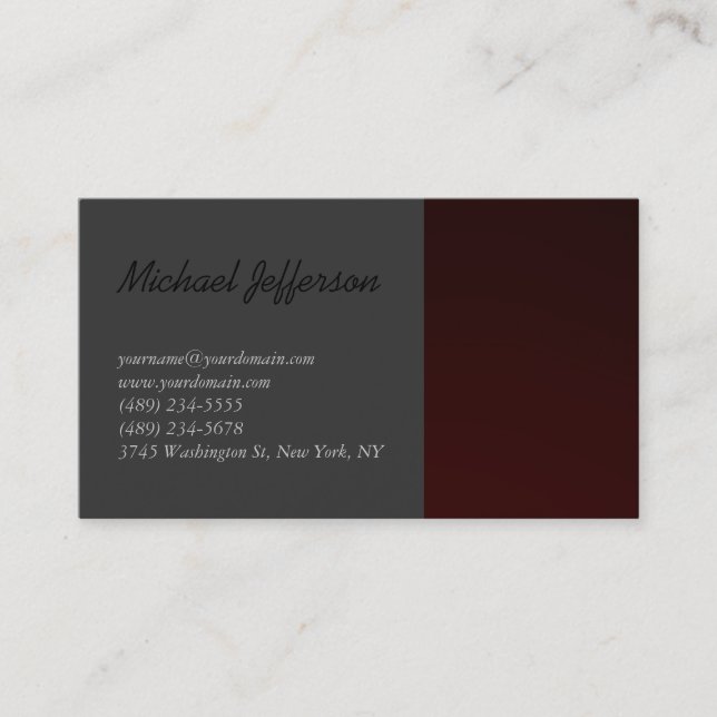 Red Gray Script Business Card Visitenkarte (Vorderseite)