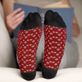 Red Gray Snowflakes Socken