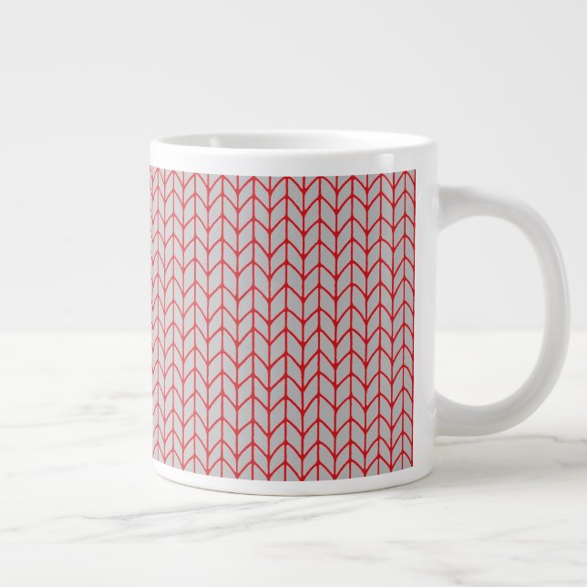 RED GRAY STRICK Big White Tasse (Rechts)