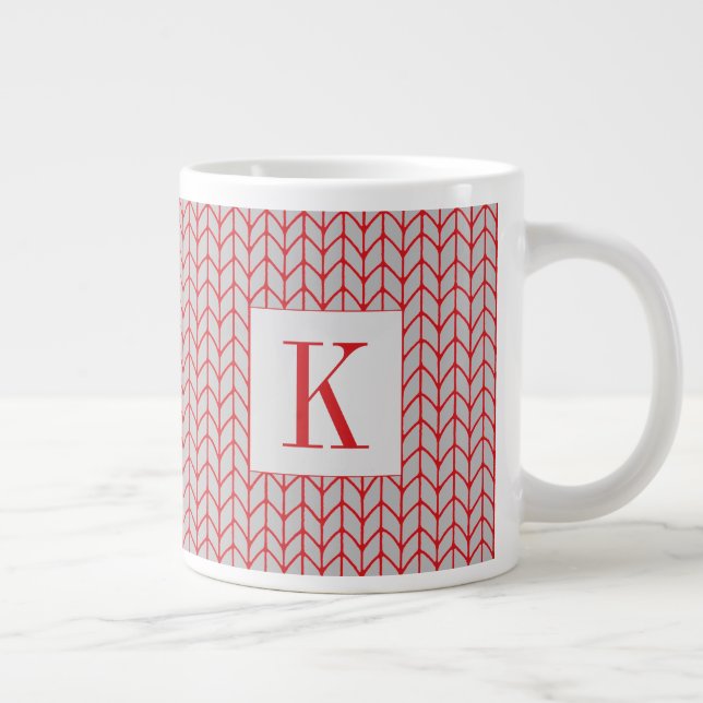 RED GRAY STRICK Big White Tasse + Ursprünglich (Rechts)