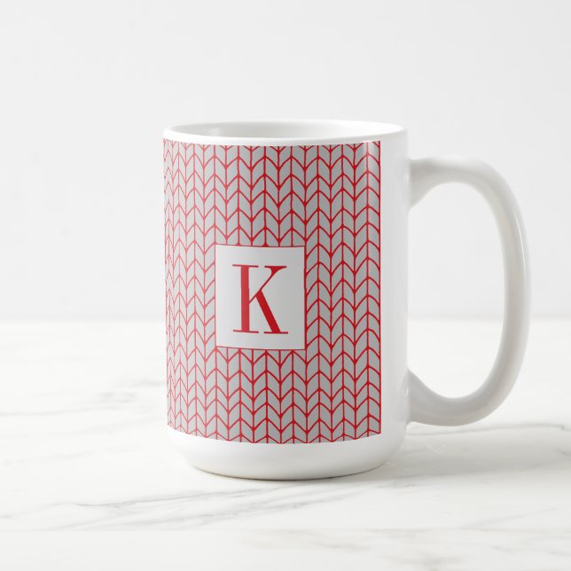RED GRAY STRICK Tall White Tasse + Ursprünglich (Rechts)