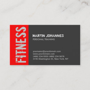 Red Gray Trainer Fitness Moderne Business Card Visitenkarte