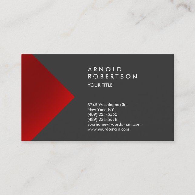 Red Gray Trendy Beruflich Business Card Visitenkarte (Vorderseite)