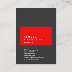 Red Gray Trendy Large Beruflich Business Card Visitenkarte