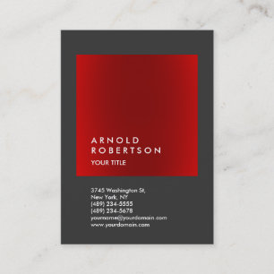 Red Gray Trendy Large Beruflich Business Card Visitenkarte