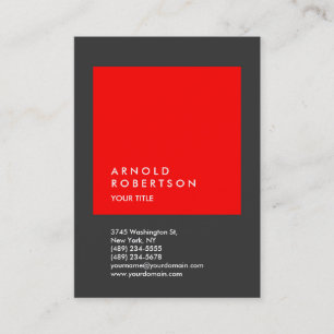 Red Gray Trendy Large Beruflich Business Card Visitenkarte