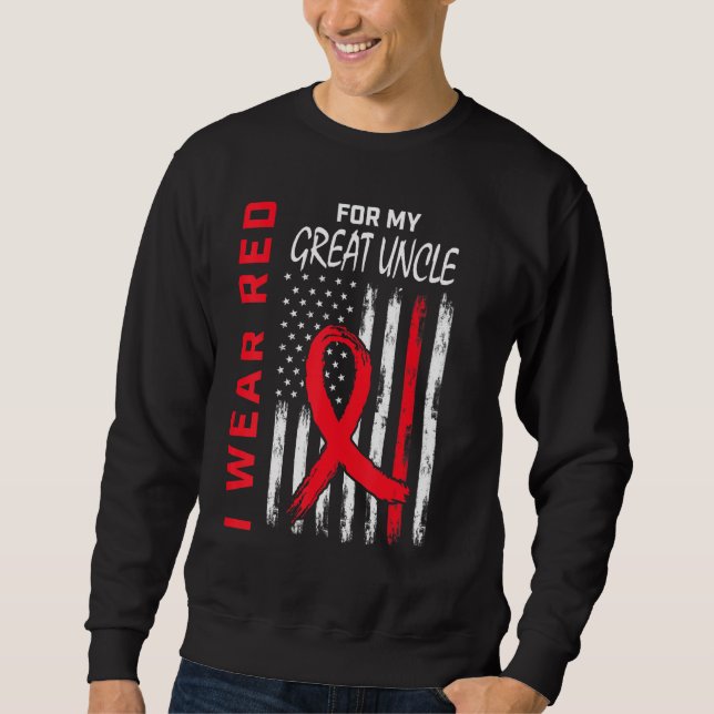 Red Great Uncle Heart Disease Awareness Flag Match Sweatshirt (Vorderseite)