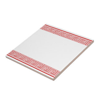 Red Grecian Frieze Pattern Fliese