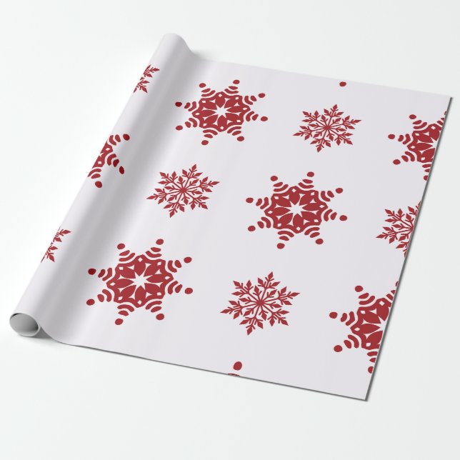 Red, Green, and White Snowflake Lane Christmas Wra Geschenkpapier (Ungerollt)