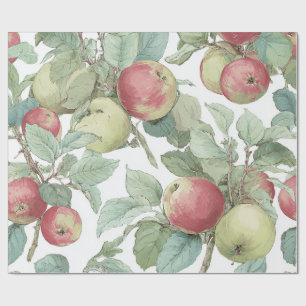 Red Green Apfel Frucht Muster Wasserfarbe Rustikal Geschenkpapier