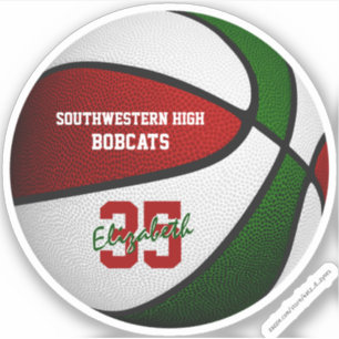 Red Green Basketball Girls Mannschaftsfarben Aufkleber