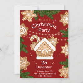 Red Green Beige Watercolor Illustriert Einladung