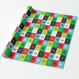 Red Green Black Blue Merry and Bright Checkers Geschenkpapier