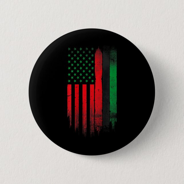 Red Green Black History American African Flag Button (Vorderseite)