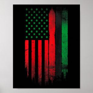 Red Green Black History American African Flag Poster