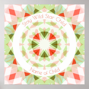 Red Green Bleibe Wild Star Child Name Kinderzimmer Poster