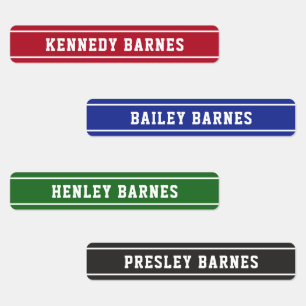 Red Green Blue Black Sporty zurück zum Schulnamen Etiketten