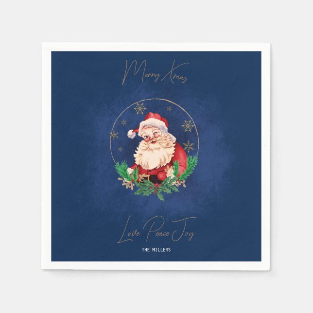 Red Green Blue Elegant Vintag Frohe Weihnachten Serviette (Vorderseite)