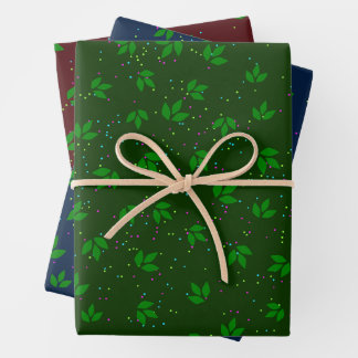 Red Green Blue Festive Saisonleaf Muster Geschenkpapier Set
