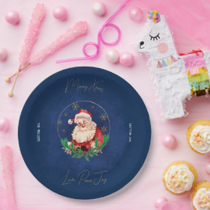 Red Green Blue Santa Claus Elegant Frohe Weihnacht Pappteller