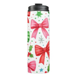 Red & Green Bow Christmas Tumbler – Christmas Gift Thermosbecher