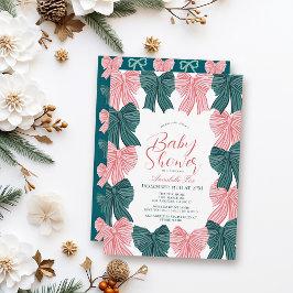 Red & Green Bow/Ribbon Coquette Babydusche Einladung