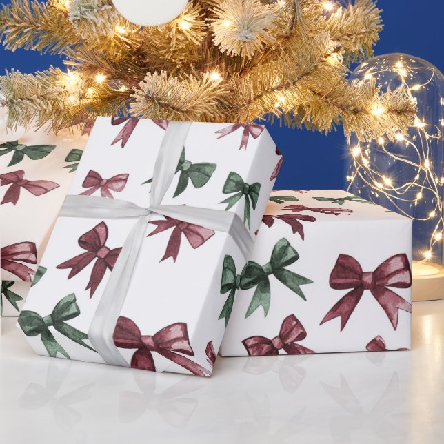 Red Green Bows Weihnachten Geschenkpapier (Feiertage)