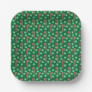 Red Green Candy Cane Peppermint Weihnachten Pappteller