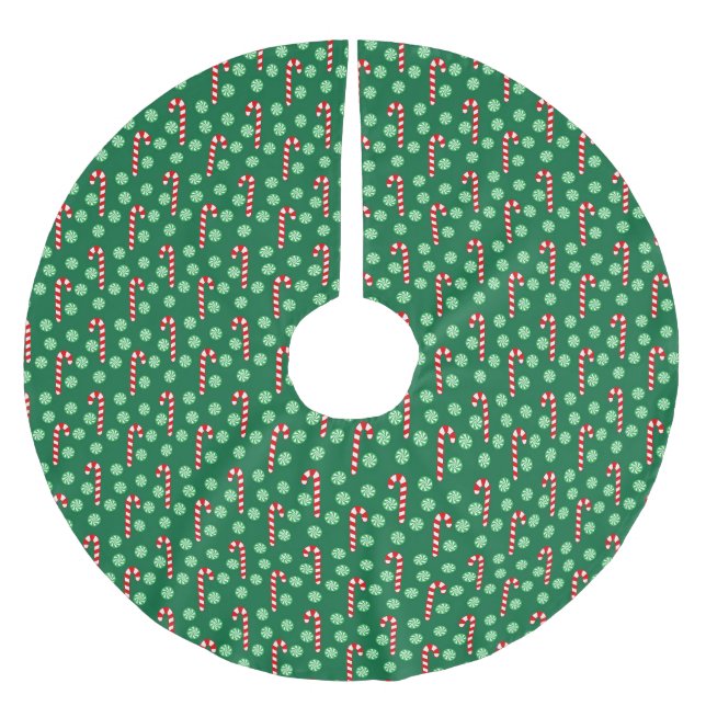 Red Green Candy Cane Peppermint Weihnachten Polyester Weihnachtsbaumdecke (Vorderseite)