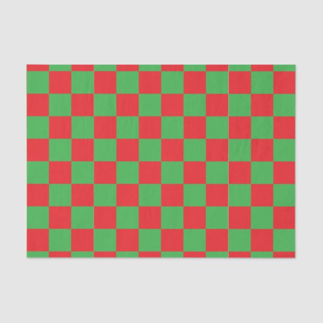 Red Green Checked Karo Design Seidenpapier (Vorderseite)