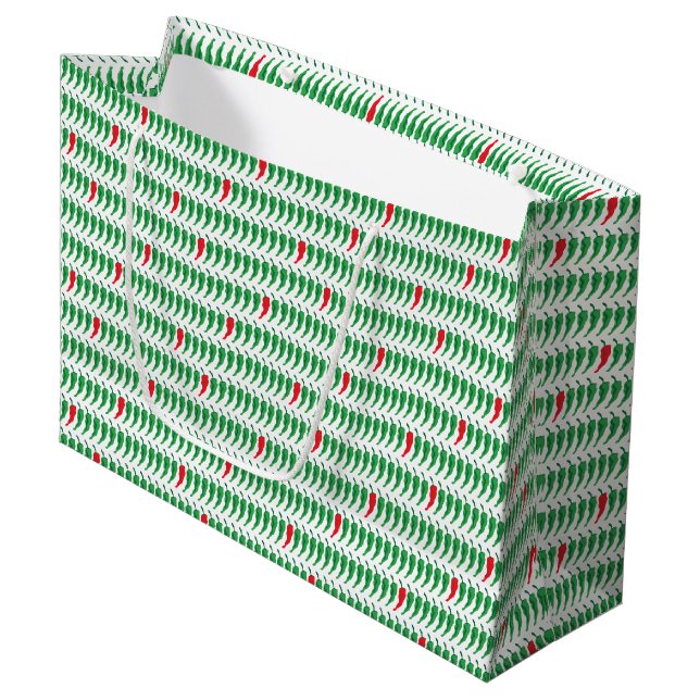 Red & Green Chile Pepper Pattern Große Geschenktüte (Vorderseite Schrägansicht)