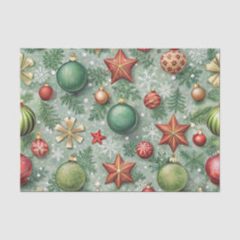 RED & GREEN CHRISTMAS BALLS STARS SNOWFLAKES SEIDENPAPIER