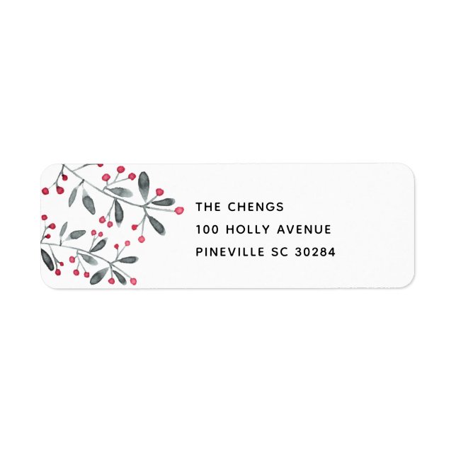 Red & Green Christmas Holly Verlasse Rücksendeadre (Vorne)
