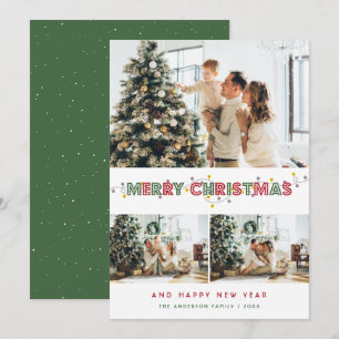 Red Green Christmas Lights 3 Foto Collage Feiertagskarte