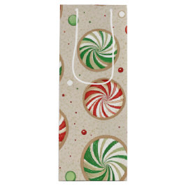 RED & GREEN CHRISTMAS MINT CANDIES GESCHENKTÜTE FÜR WEINFLASCHEN