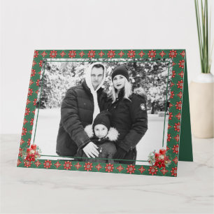 Red Green Christmas One Foto Snowflake Dankeskarte