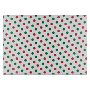 Red & Green Christmas Polka Dot Pattern Schneidebrett