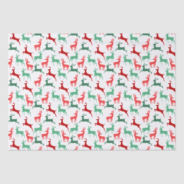 Red Green Christmas Reindeer Muster White Seidenpapier (Vorderseite)