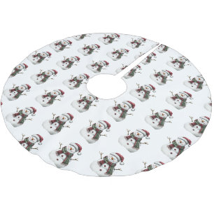 Red Green Christmas Snowman Polyester Weihnachtsbaumdecke