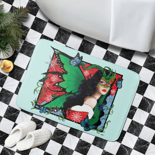 Red Green Christmas Solstice Fairy Badematte